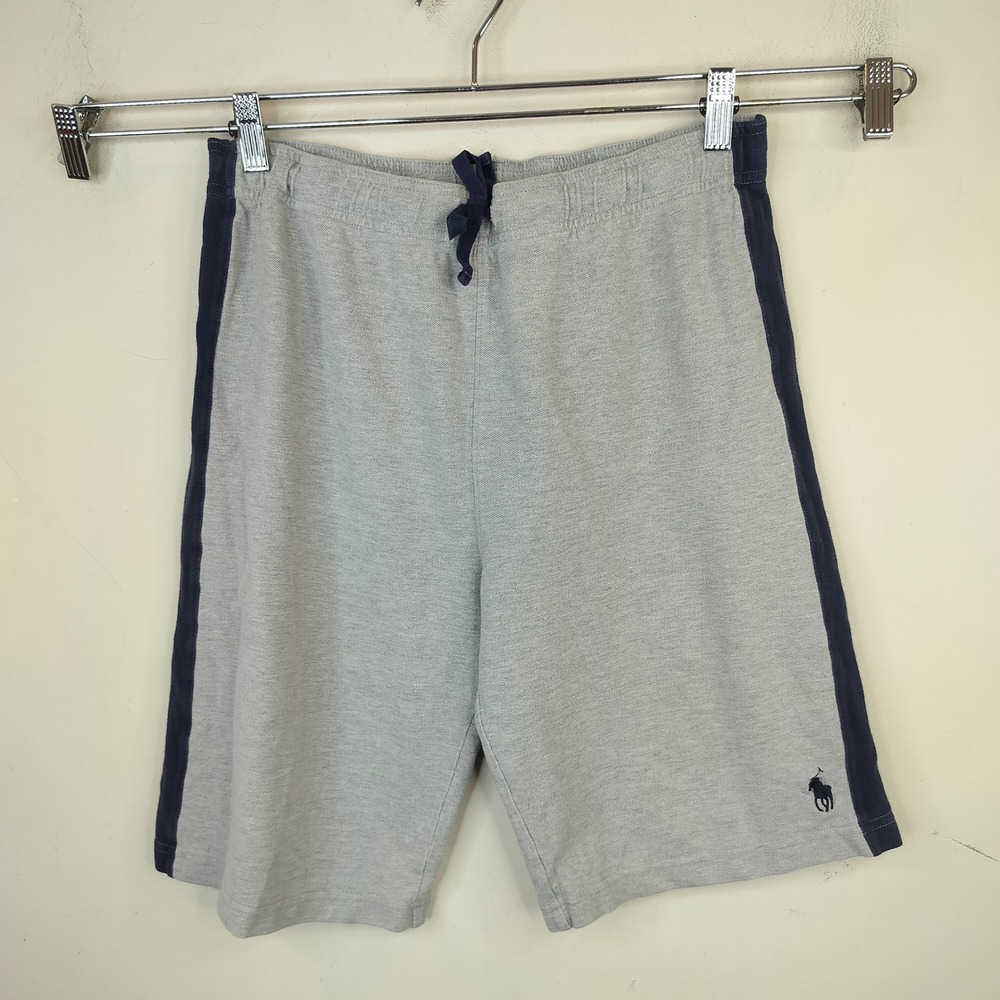 Polo Ralph Lauren Knit Shorts Large 14-16 Boys Side Stripe Sporty Gray